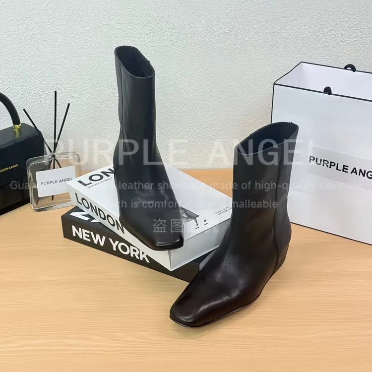 Purple Angel轻奢2025新款/复古尖头装靴时尚百搭通勤女靴29168