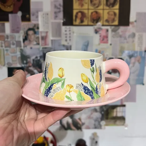 复古原创手绘陶瓷咖啡杯碟高颜值生日礼物