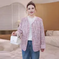 【风华扣香】MsShe大码女装秋小香风粗花呢流苏盘扣外套S~E2508043