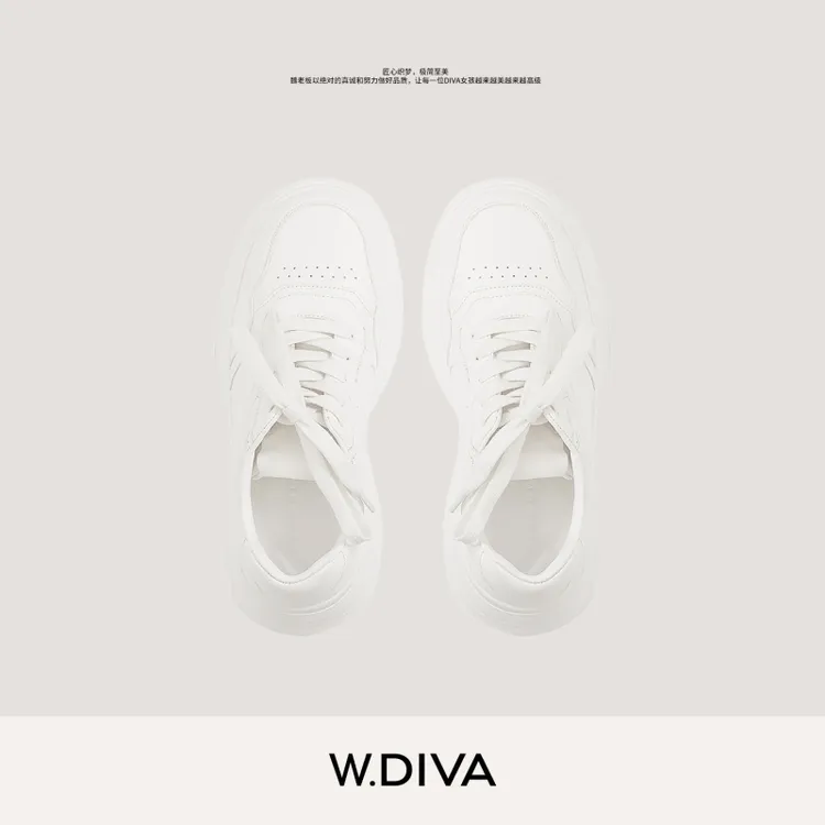 W.Diva【新鲜空气】简洁休闲不累脚真皮增高厚底老爹鞋50X172961