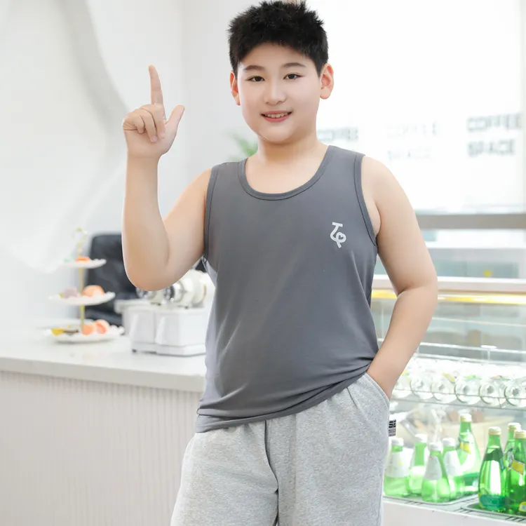 胖儿童背心男童青少年夏季薄款内穿打底可外穿中大童男孩无袖背心