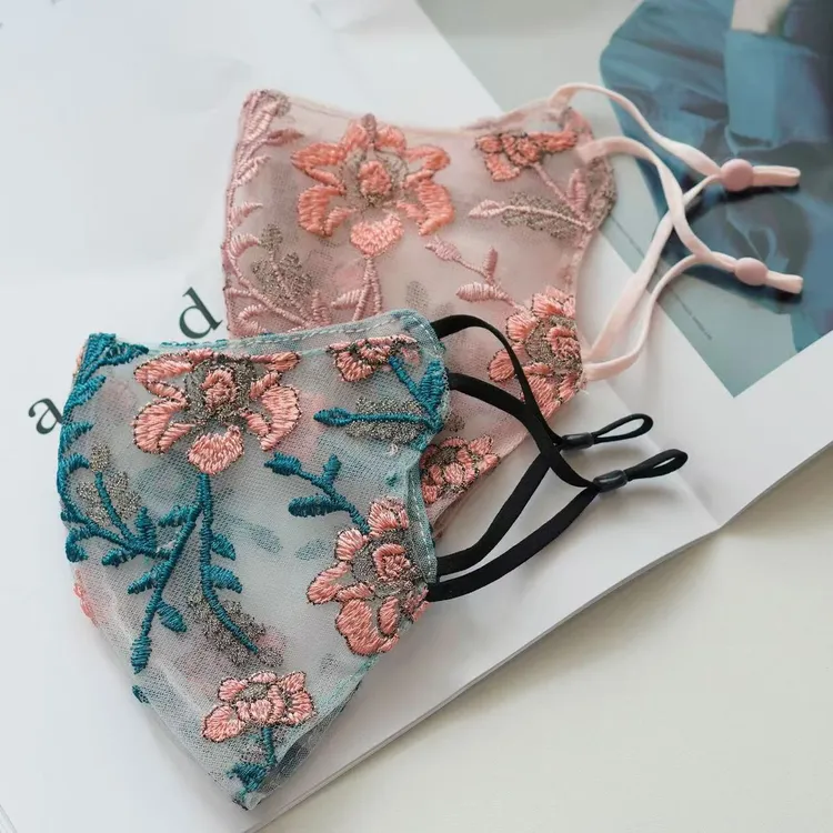【拍一发二】夏季花朵刺绣蕾丝透气防晒口罩