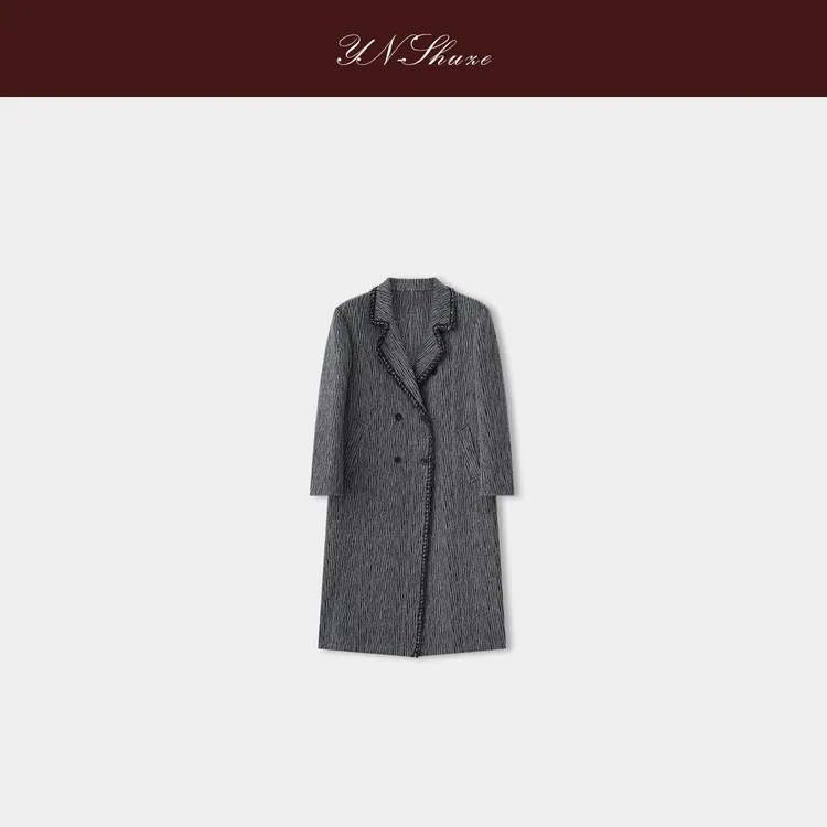 YN-SHUZE【墨灰间韵】秋冬季时尚设计师翻领大衣SZ-YNB-25335