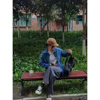 韩国代购.maison cream 微蓝牛仔衬衫 外套L25081204