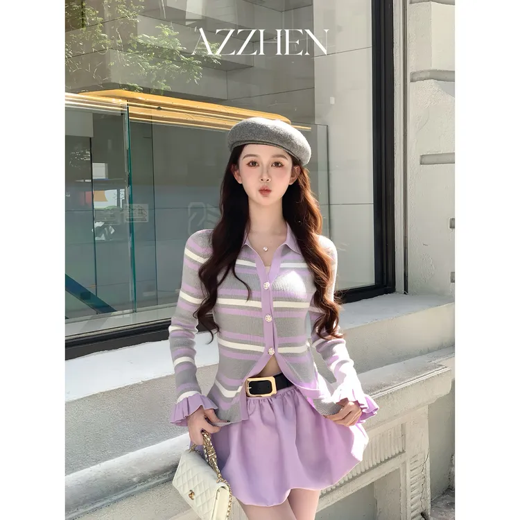 AZZHEN【千层甜心】条纹开衫AZ5BBS11-00