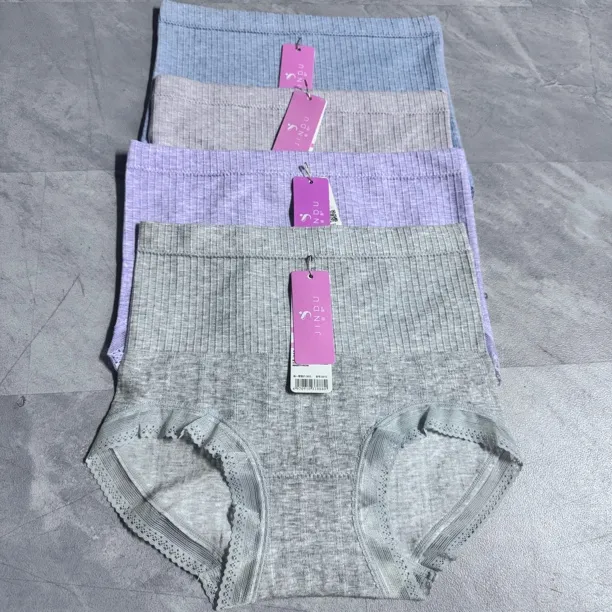 女士内裤女式无缝束腰内裤女艾草抑菌裆部蕾丝边瘦腰收腹裤提臀塑