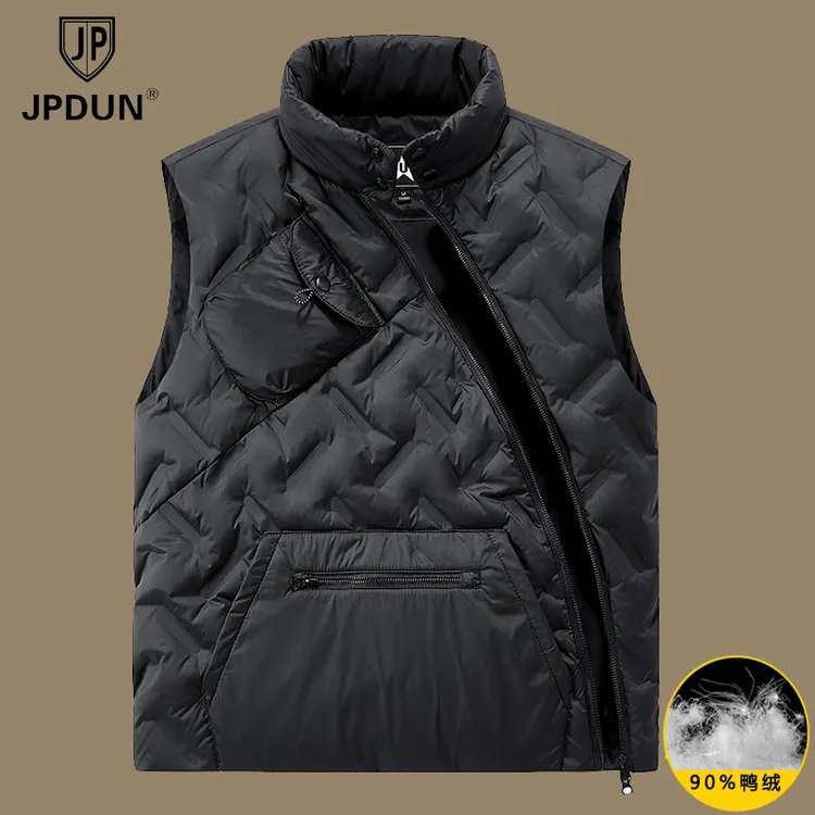 JPDUN轻薄羽绒服马夹男斜襟短款新款秋冬季内搭外穿马甲背心内胆