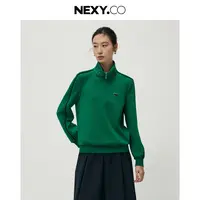 【晨粉专享价】奈蔻春休闲运动风logo印花定制标高领卫衣女