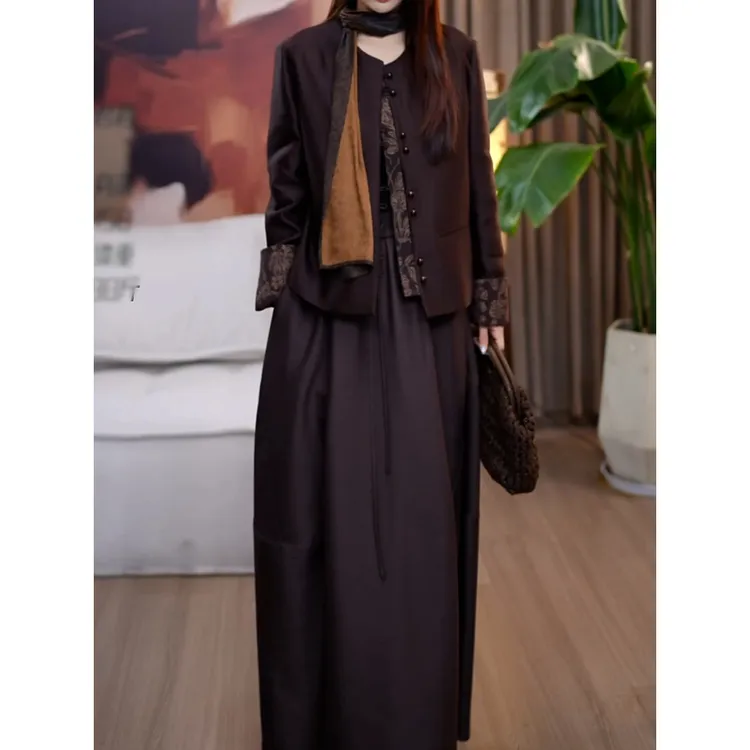 高级感极简风纯色裙套装女2025秋季新款高端长袖百搭衬衫+半身裙