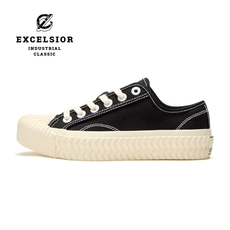 excelsior饼干鞋 秋季新款帆布鞋百搭女鞋厚底板鞋休闲鞋男鞋黑色