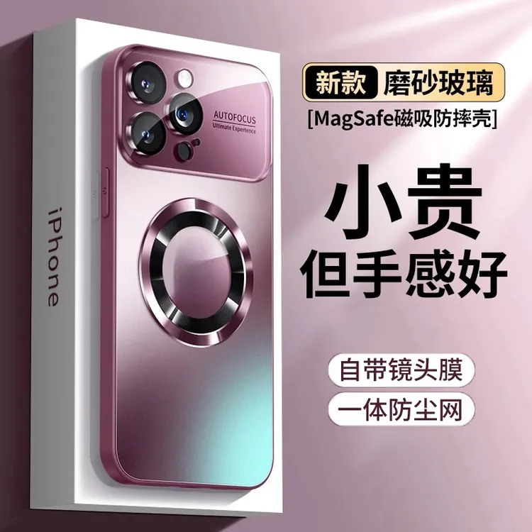 适用苹果16/15promax/14手机壳新款磨砂磁吸保护套高级感镜头全包