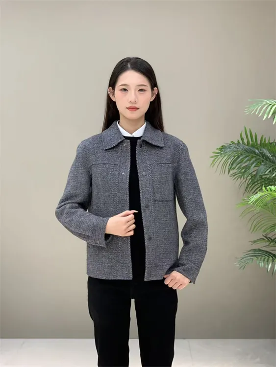 T&X/梯形男士秋冬人字纹羊毛内胆可拆保暖显瘦翻领夹克外套250073