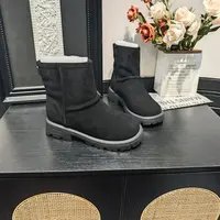 冬季新款厚绒时尚保暖靴子百搭女款厚底加绒雪地靴X检8177