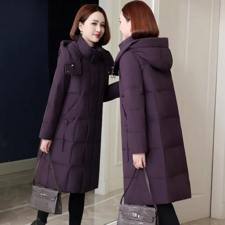 妈妈羽绒服女2025冬季新款中长款过膝宽松加厚保暖白鸭绒保暖外套