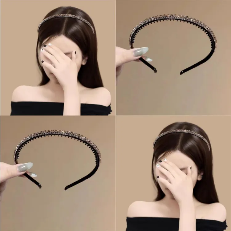 韩国感水钻发卡发箍女刘海前额束发压发头箍简约碎发百搭发捆