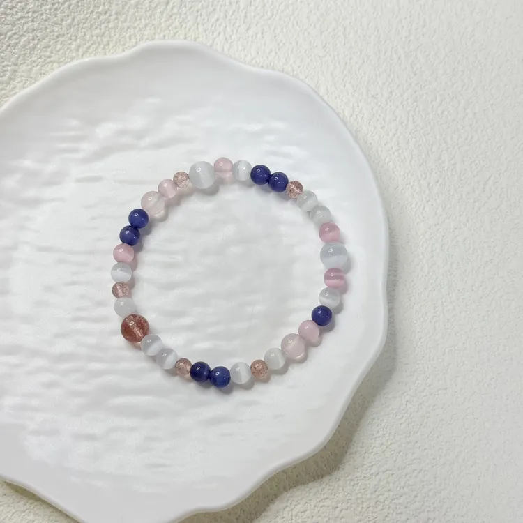 钛钢手链 Y28民族风原创多宝猫眼手串复古小众清冷感红韵白雪