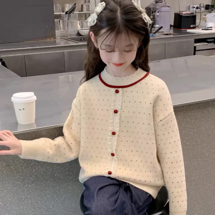 女童毛衣2025新款洋气儿童秋冬装加厚针织衫大童一体绒冬季打底衫