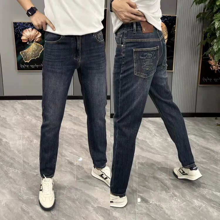 长裤男时尚广州新款男士牛仔裤简约舒适小直筒裤男轻奢高品质男裤