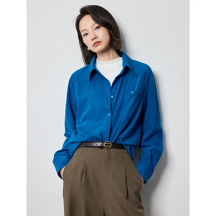 【初语服饰】初语灯芯绒复古衬衫女2025秋季时尚新款高级感气质上衣