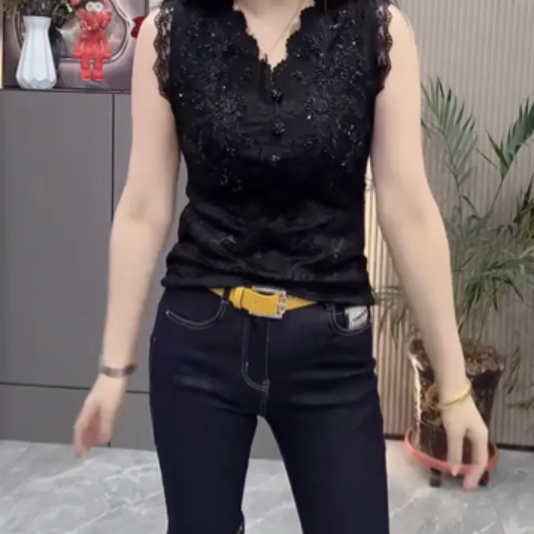 新款重工时尚百搭修身显瘦坎袖背心