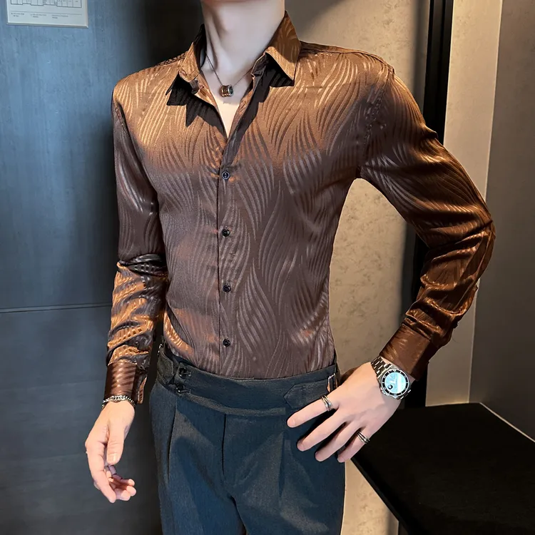 2025新款男士印花衬衫高级感潮流痞帅网红男装秋季休闲长袖男衬衣