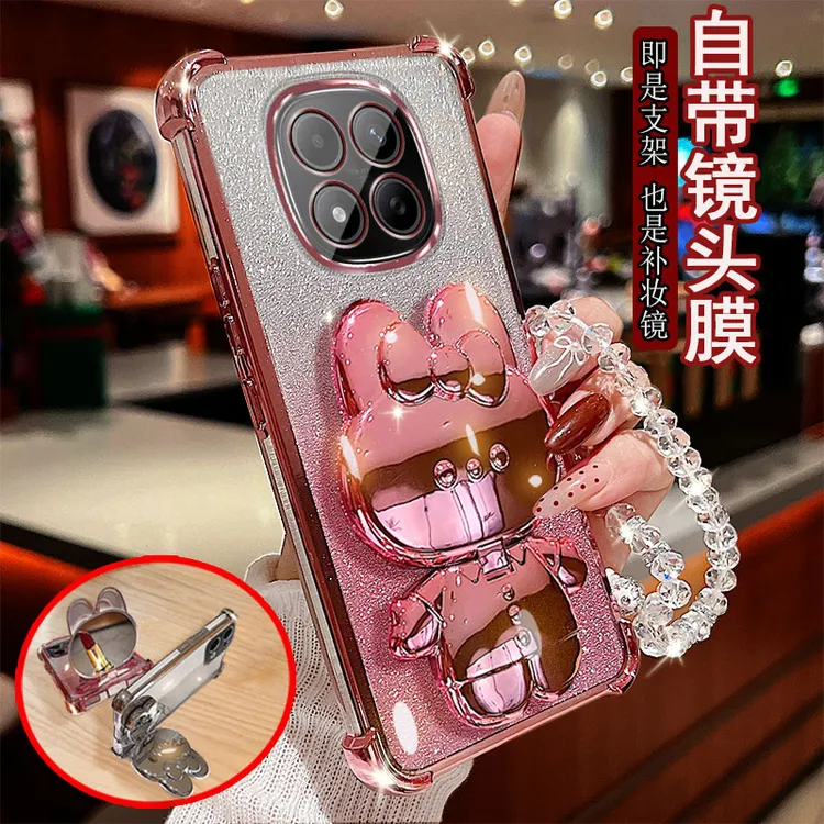 适用于红米Note15pro手机壳镜头全包防摔保护套兔子支架镜子女款