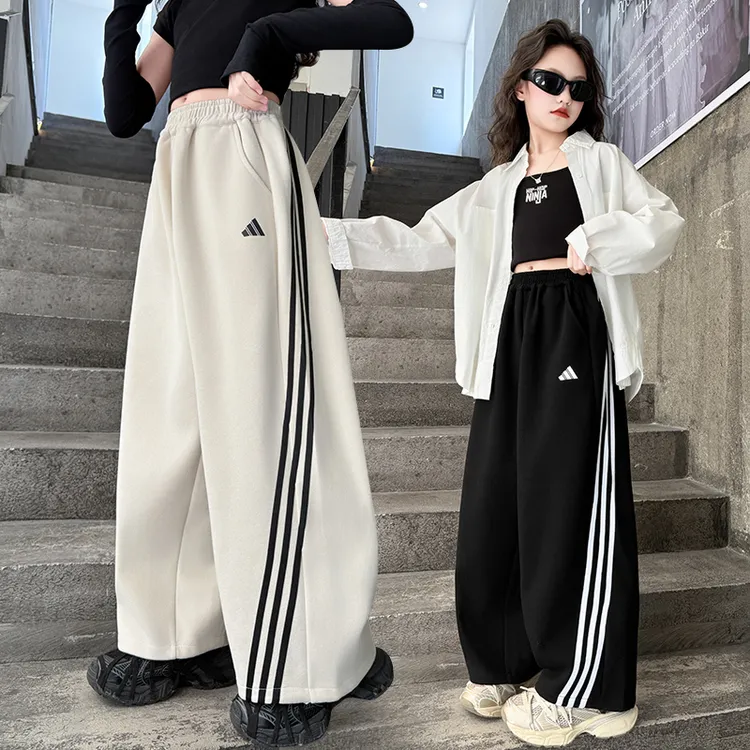 女童裤子春秋2025新款中大童洋气宽松运动直筒卫裤秋季儿童休闲裤