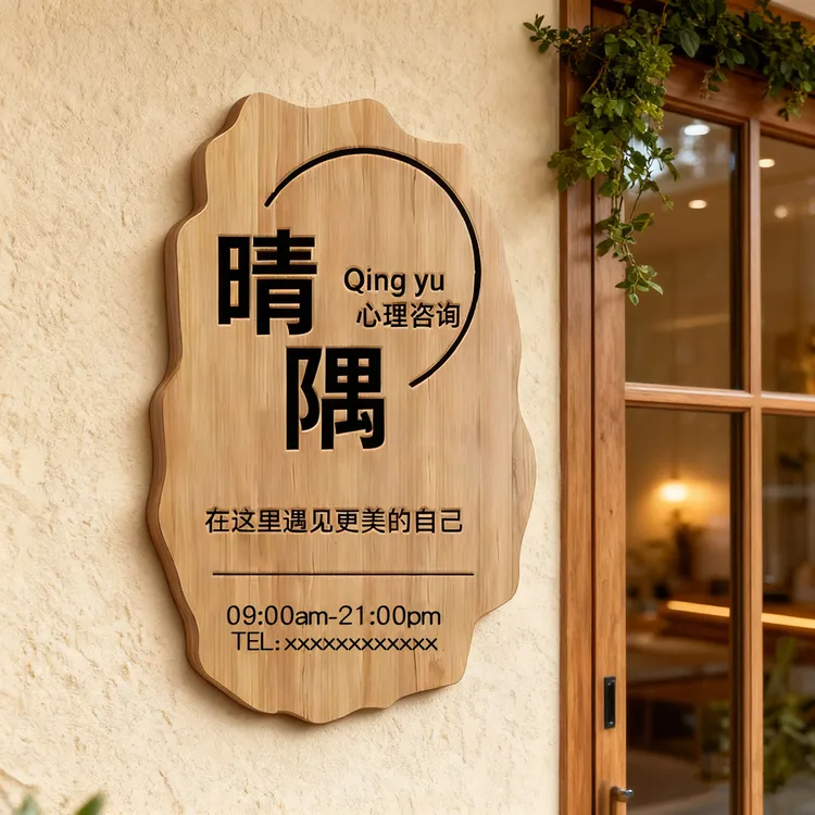 工作室实木挂牌定制logo门牌广告展示牌公司招牌店铺门头牌匾定制