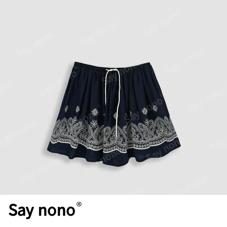 懒猫nono│Saynono 时尚简约百搭抽绳设计重工提花半身裙H09017X