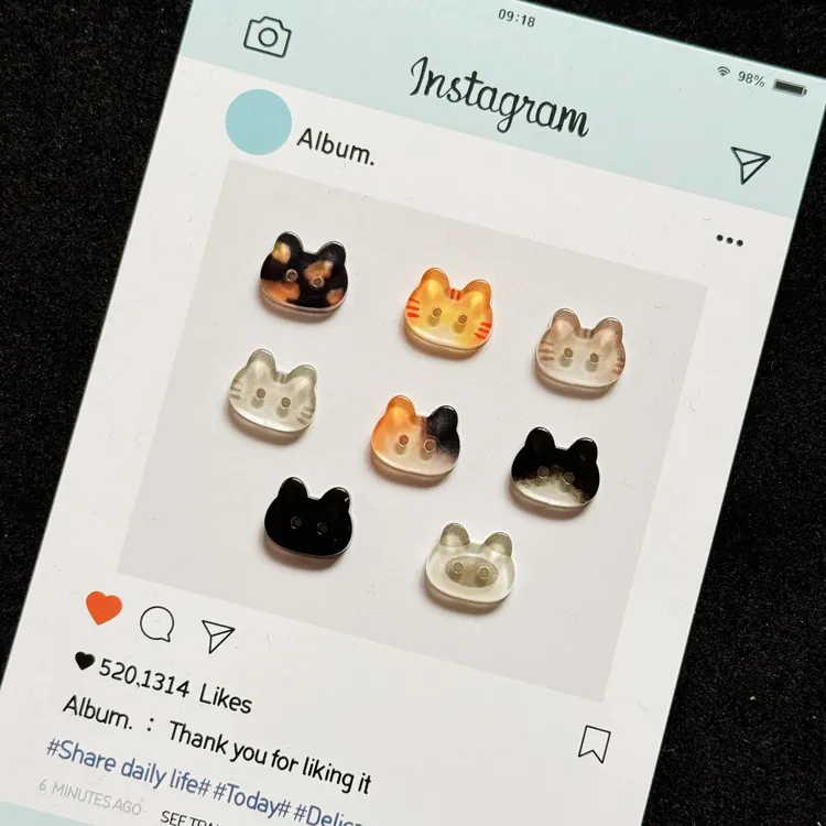 豹纹橘棕黑白猫咪可爱异形diy装饰娃衣饰品手工缝纫纽扣子手作