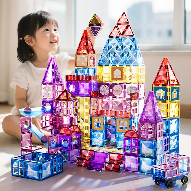 儿童钻面彩窗磁力片玩具益智拼装积木强磁早教启蒙宝宝圣诞节礼物