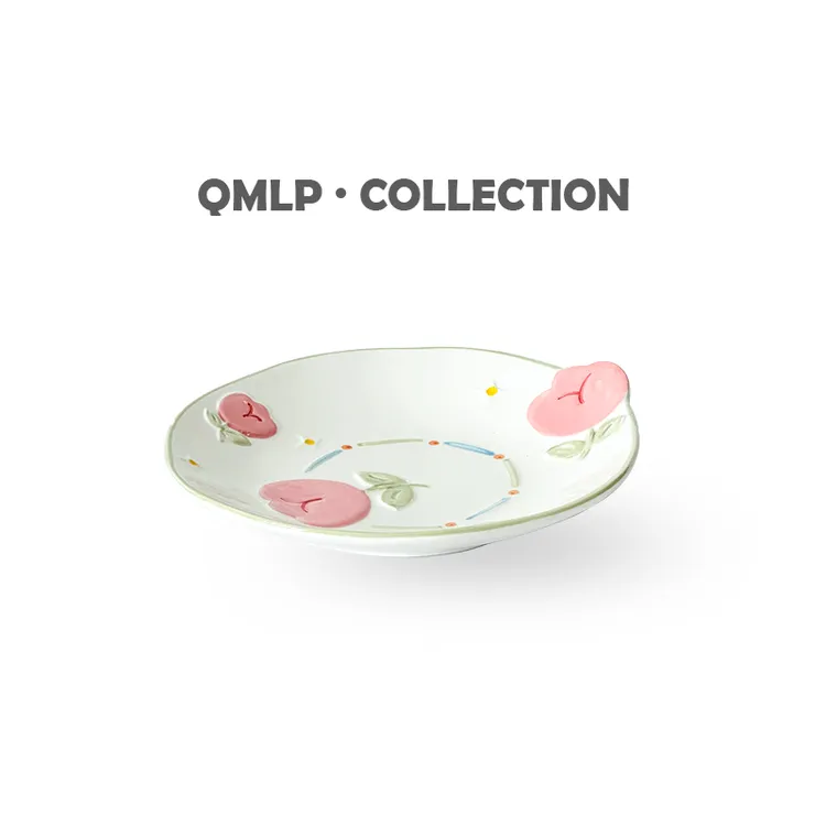 21.6cm*3.6cm QIANMU 见春日系列-8.6英寸浅盘陶瓷浮雕釉下彩手绘