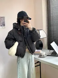 今年流行爆款超好看安哥拉红短款羽绒服女2025新冬季小个子面包服