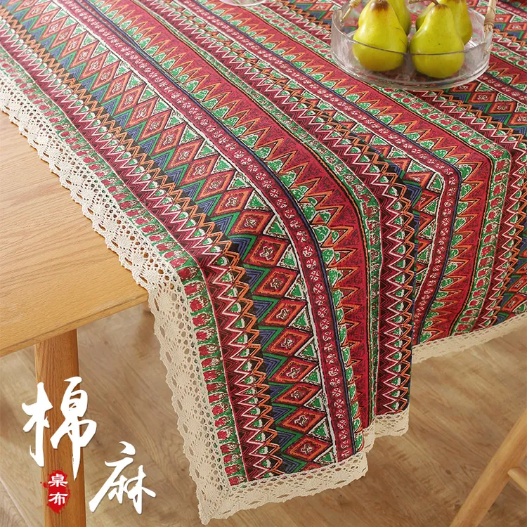ins桌布布艺田园格子小清新书桌布长方形家用茶几餐桌布防尘盖布