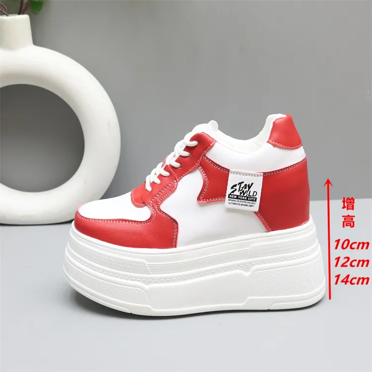 14公分内增高女鞋小个子10CM松糕小白鞋12厘米超高厚底休闲鞋板鞋