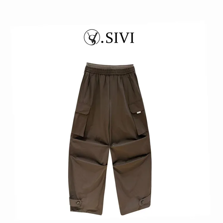 熙薇【梧叶飘黄】2025早秋时尚双腰头休闲新款工装裤H3813