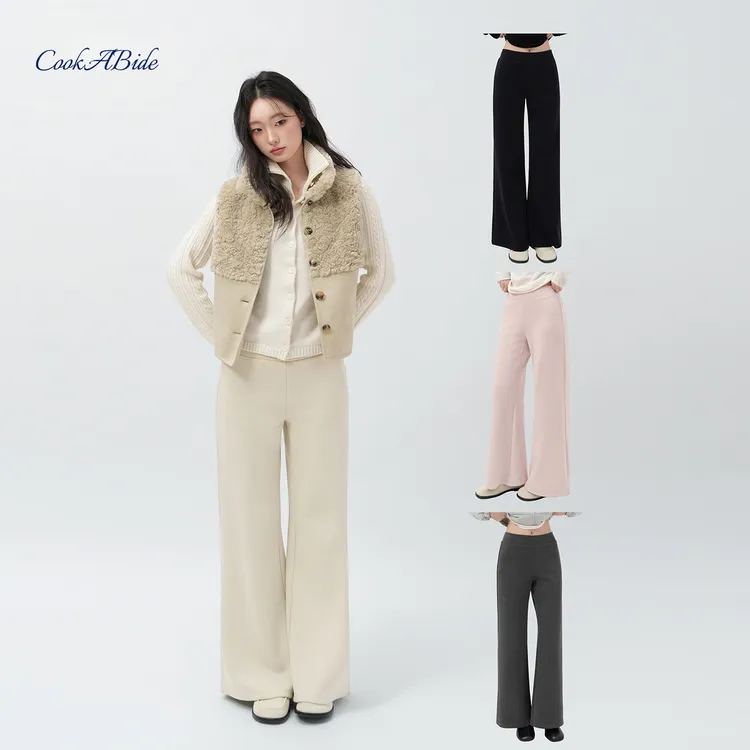 CookABide 松弛垂感微喇加绒卫裤