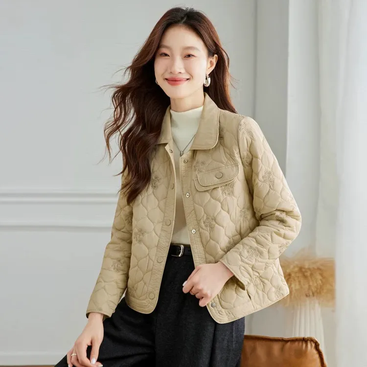 2025新款百搭薄棉款秋冬季短款女装常规秋冬休闲风轻薄时尚保暖