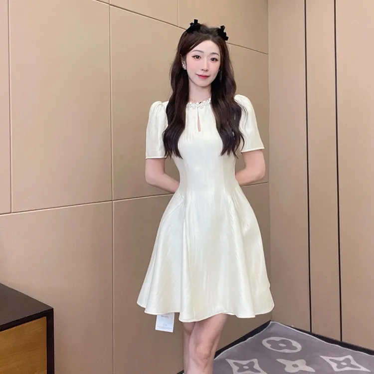 气质名媛风连衣裙夏季新款小香风高级感小短裙D0774