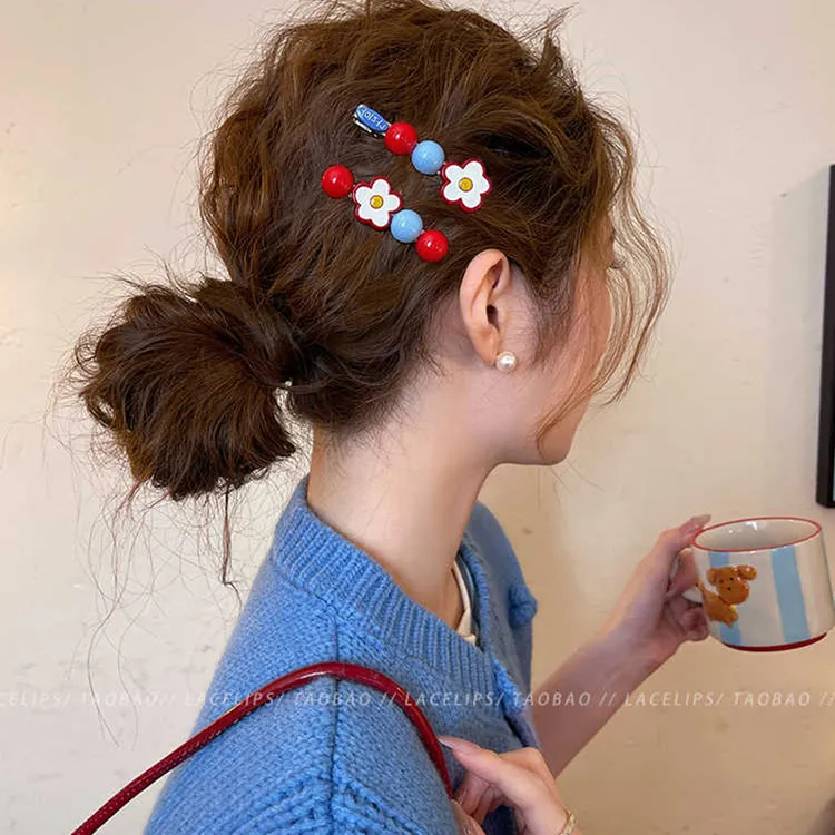 冰糖山楂_花朵发夹女边夹甜美前额发卡一字刘海夹子头饰2025新款