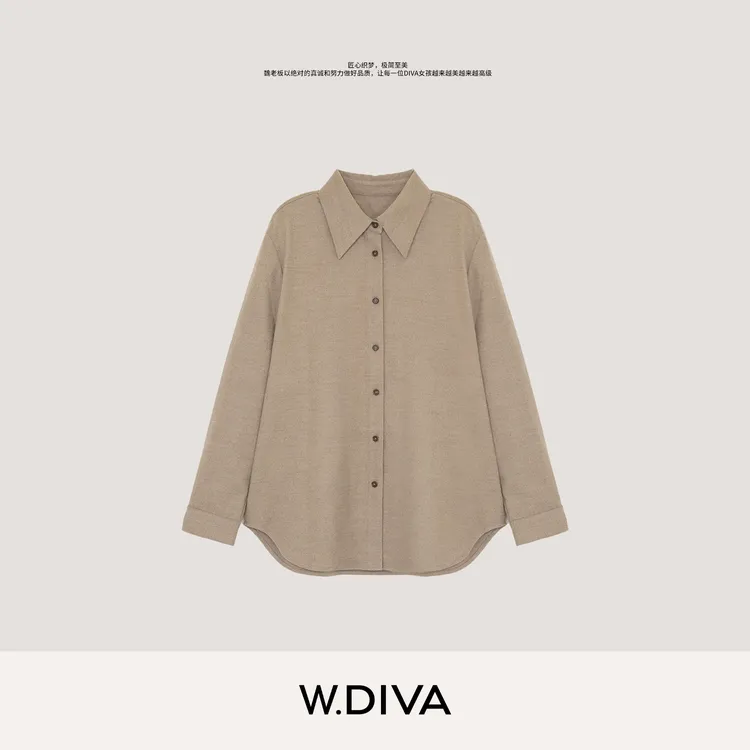 W.Diva【基础函】早秋极简智性松弛羊毛衬衫慵懒风松弛感53S022893