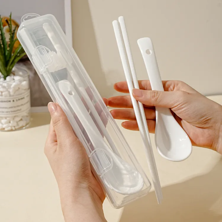 【老板娘自用款】陶瓷筷勺便捷套装 学生上班族餐具盒收纳盒外带