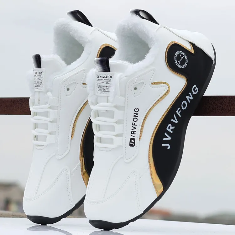 冬季棉鞋男士加绒保暖鞋子百搭皮面防水老爹鞋加厚休闲运动跑步鞋