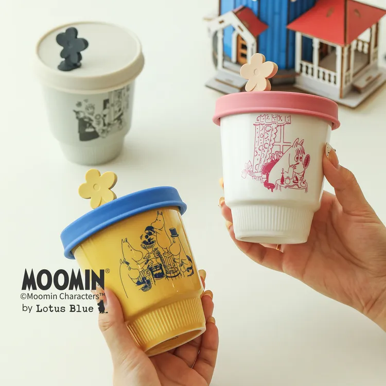 蓝莲花moomin姆明新款高颜值杯子办公室家用水杯女带盖外出便携
