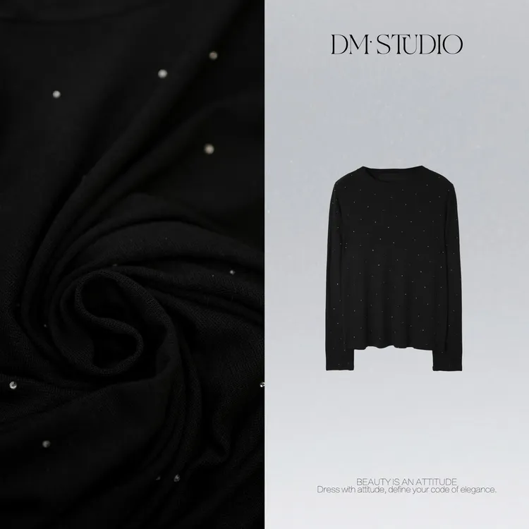 DEDM•STUDIO/百搭减龄慵懒满天星钉钻长袖打底上衣2511TX/6312