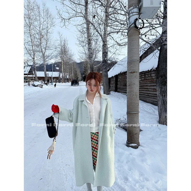 FORNI 空气大衣 羊驼毛羊毛双面呢系带大衣
