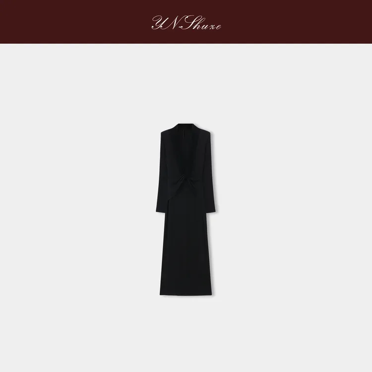 YN-SHUZE【朦胧织影】设计师高级感黑色气质连衣裙SZ-YNC-2571020