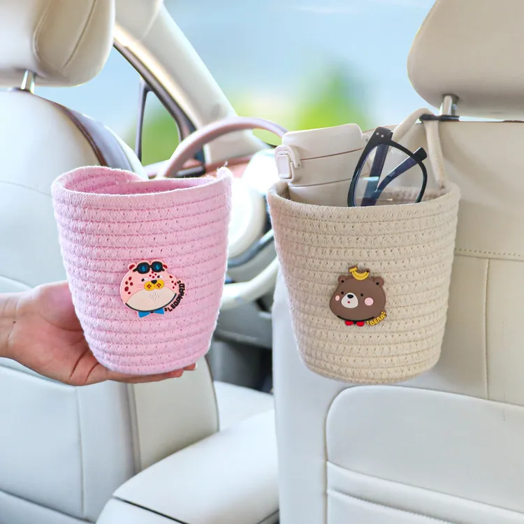 汽车椅背收纳盒车载多功能挂桶后排可爱创意储物盒杂物筐垃圾桶女