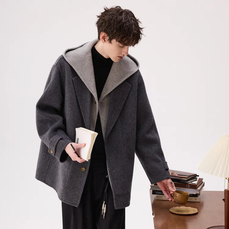 CHICERRO西西里男装手工双面呢假两中长大衣休闲复古羊毛秋冬款
