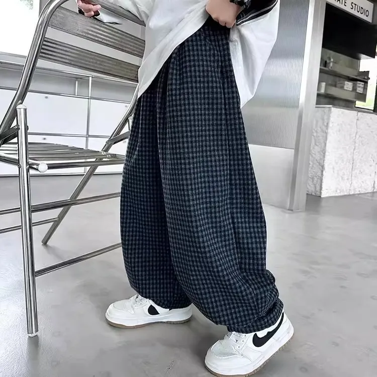 儿童装男童秋装格子裤子2025新款春秋款中大童休闲裤秋季男孩长裤